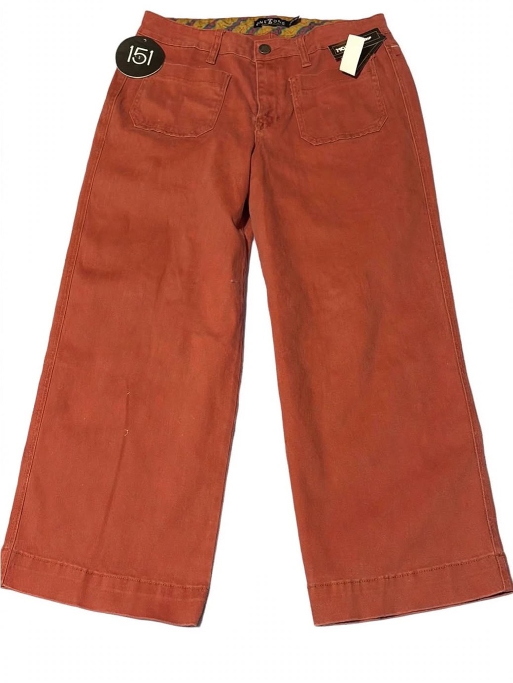 ONE 5 ONE NWT Rust Wide Leg Crop Pants 14 High Rise Boho